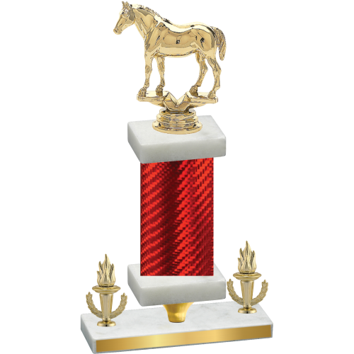 Premium Single Red Carbon Fiber Victory Horses Trophy