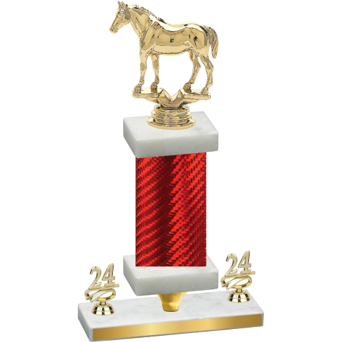 Premium Single Red Carbon Fiber Year Horses Trophy