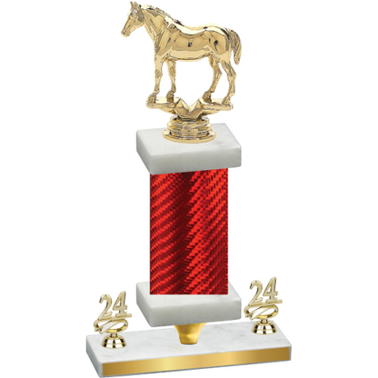 Premium Single Red Carbon Fiber Year Horses Trophy