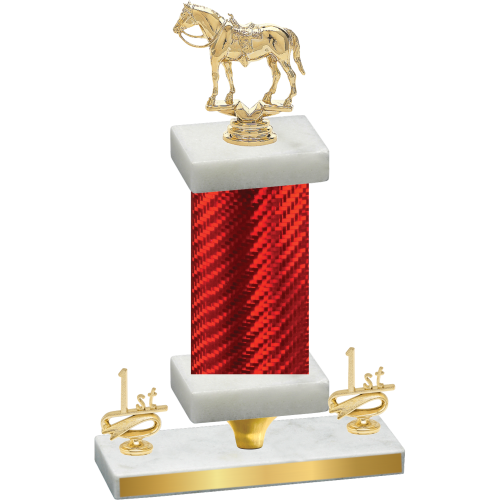 Premium Single Red Carbon Fiber First Place Horses Trophy