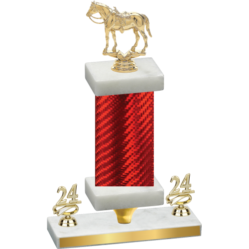 Premium Single Red Carbon Fiber Year Horses Trophy