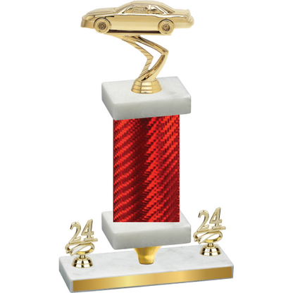 Premium Single Red Carbon Fiber Year Cars Trophy