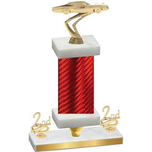 Premium Single Red Carbon Fiber Second Place Cars Trophy