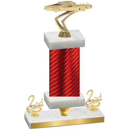 Premium Single Red Carbon Fiber Second Place Cars Trophy