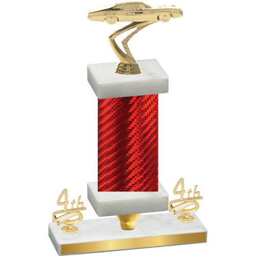 Premium Single Red Carbon Fiber Fourth Place Cars Trophy