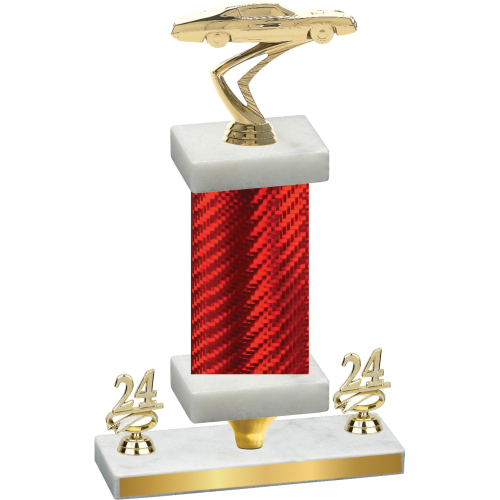 Premium Single Red Carbon Fiber Year Cars Trophy