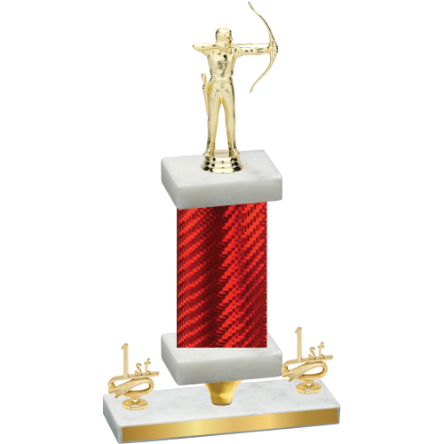 Premium Single Red Carbon Fiber First Place Archery Trophy