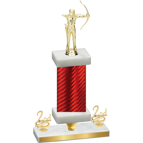 Premium Single Red Carbon Fiber Second Place Archery Trophy