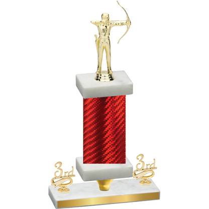 Premium Single Red Carbon Fiber Third Place Archery Trophy