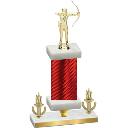 Premium Single Red Carbon Fiber Victory Archery Trophy