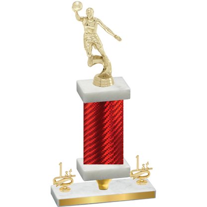 Premium Single Red Carbon Fiber First Place Basketball Trophy