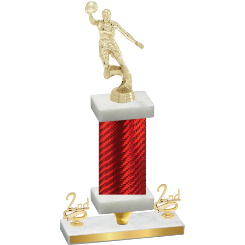 Premium Single Red Carbon Fiber Second Place Basketball Trophy