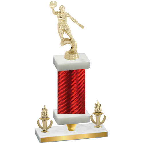 Premium Single Red Carbon Fiber Victory Basketball Trophy