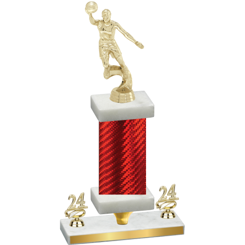 Premium Single Red Carbon Fiber Year Basketball Trophy