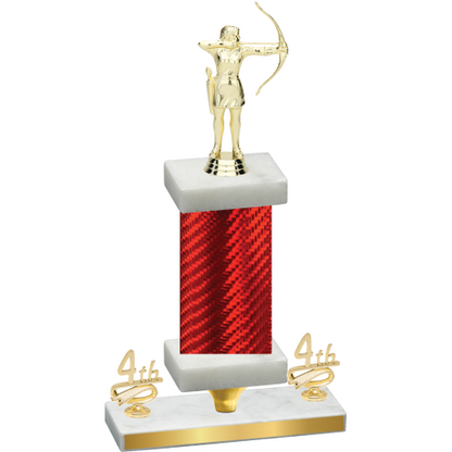 Premium Single Red Carbon Fiber Fourth Place Archery Trophy