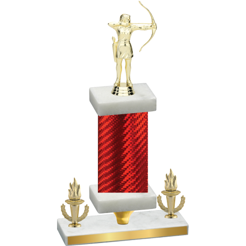 Premium Single Red Carbon Fiber Victory Archery Trophy