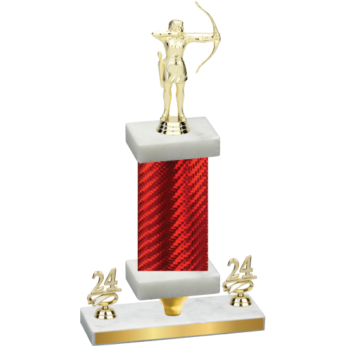 Premium Single Red Carbon Fiber Year Archery Trophy