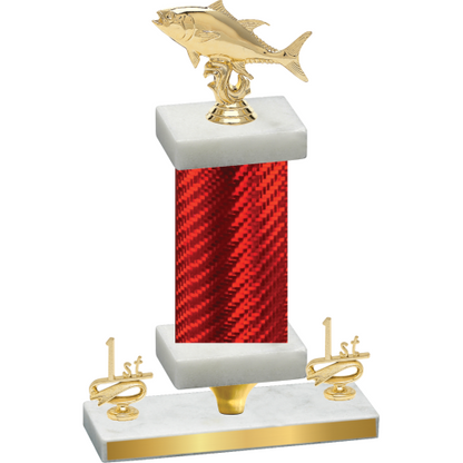 Premium Single Red Carbon Fiber First Place Fishing Trophy