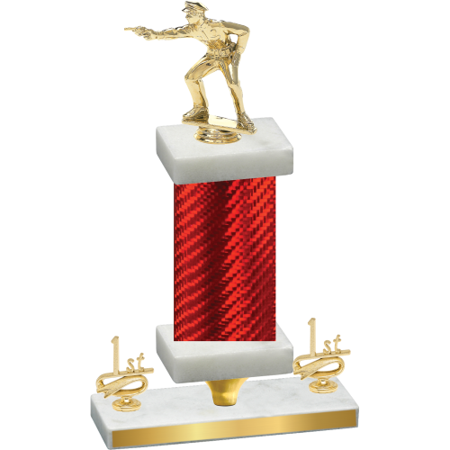 Premium Single Red Carbon Fiber First Place Shooter Trophy