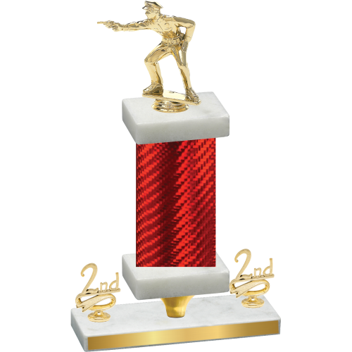 Premium Single Red Carbon Fiber Second Place Shooter Trophy