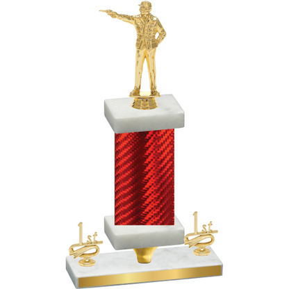 Premium Single Red Carbon Fiber First Place Shooter Trophy