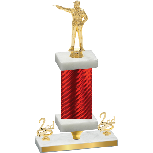 Premium Single Red Carbon Fiber Second Place Shooter Trophy