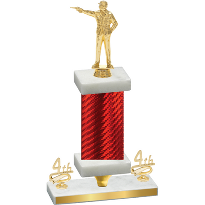 Premium Single Red Carbon Fiber Fourth Place Shooter Trophy