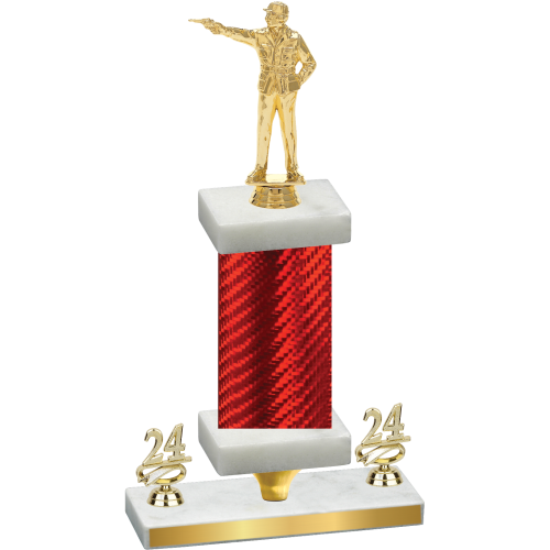 Premium Single Red Carbon Fiber Year Shooter Trophy