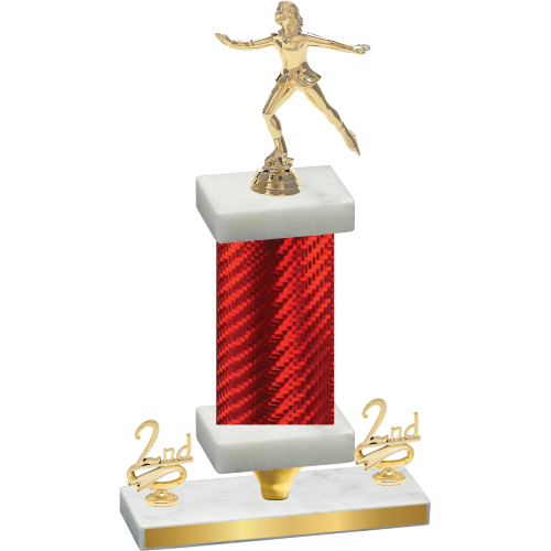 Premium Single Red Carbon Fiber Second Place Skater Trophy