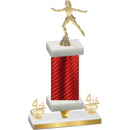 Premium Single Red Carbon Fiber Fourth Place Skater Trophy