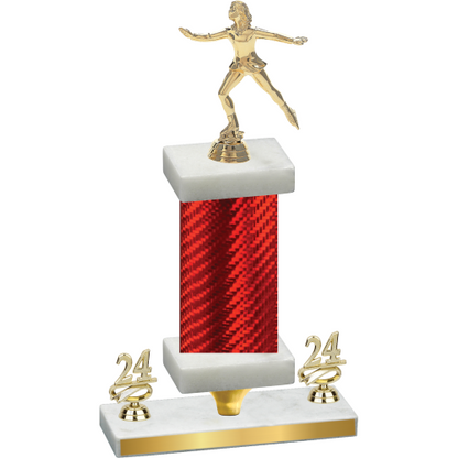 Premium Single Red Carbon Fiber Year Skater Trophy