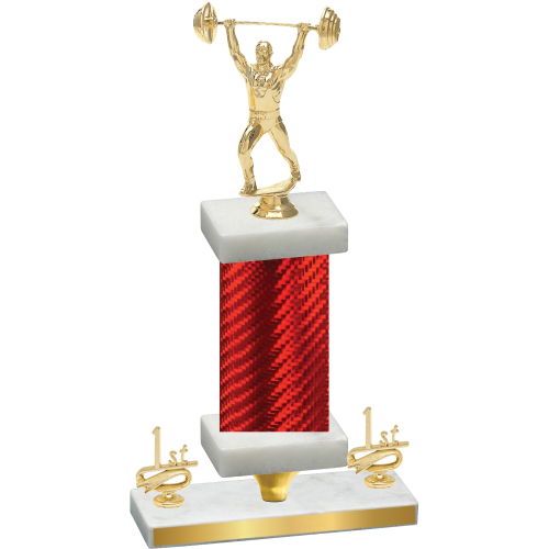 Premium Single Red Carbon Fiber First Place Weights Trophy