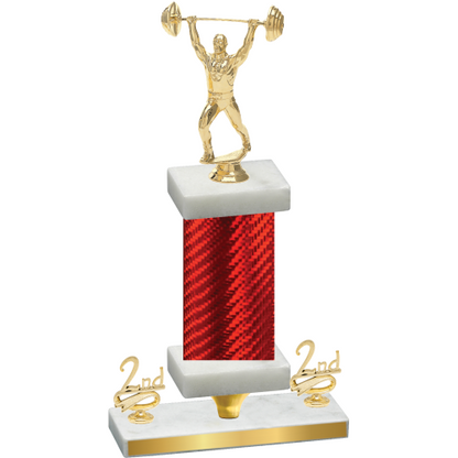 Premium Single Red Carbon Fiber Second Place Weights Trophy