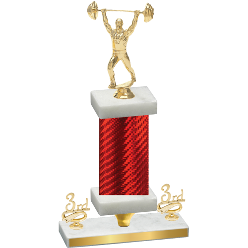 Premium Single Red Carbon Fiber Third Place Weights Trophy