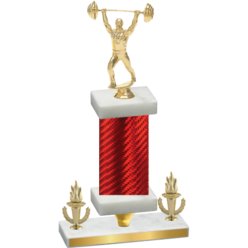 Premium Single Red Carbon Fiber Victory Weights Trophy