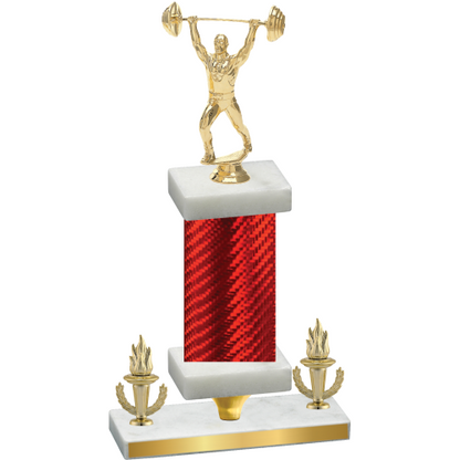 Premium Single Red Carbon Fiber Victory Weights Trophy