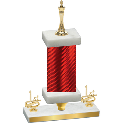 Premium Single Red Carbon Fiber First Place Chess Trophy