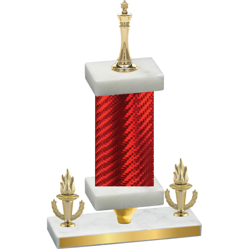 Premium Single Red Carbon Fiber Victory Chess Trophy