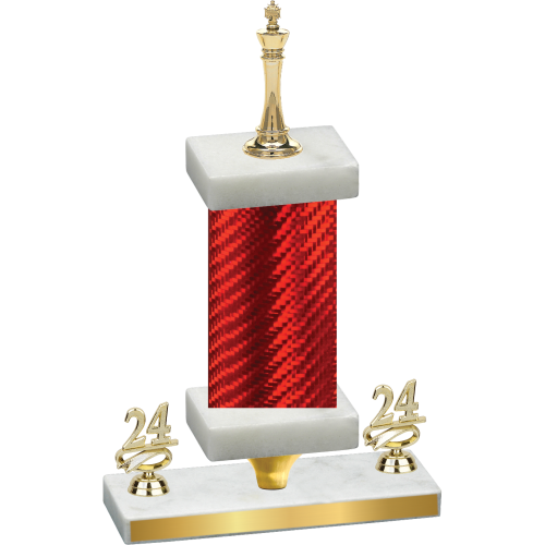 Premium Single Red Carbon Fiber Year Chess Trophy