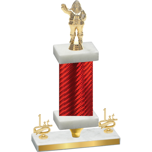 Premium Single Red Carbon Fiber First Place Holiday Trophy