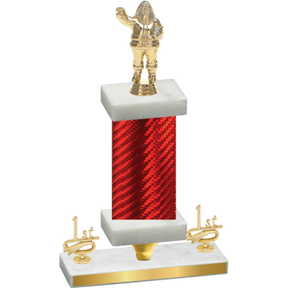 Premium Single Red Carbon Fiber First Place Holiday Trophy