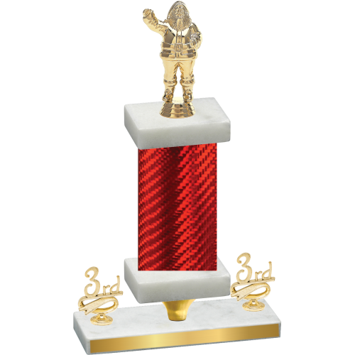 Premium Single Red Carbon Fiber Third Place Holiday Trophy