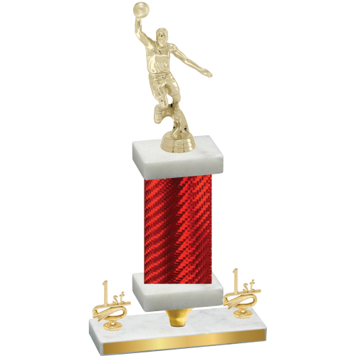 Premium Single Red Carbon Fiber First Place Basketball Trophy