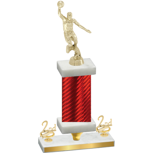 Premium Single Red Carbon Fiber Second Place Basketball Trophy