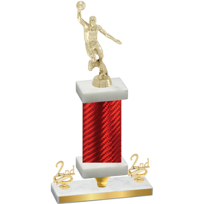 Premium Single Red Carbon Fiber Second Place Basketball Trophy