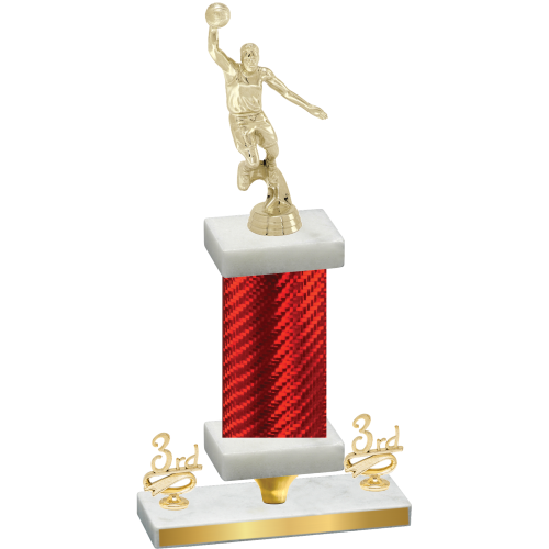 Premium Single Red Carbon Fiber Third Place Basketball Trophy