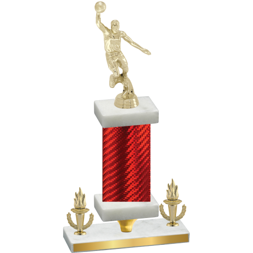 Premium Single Red Carbon Fiber Victory Basketball Trophy