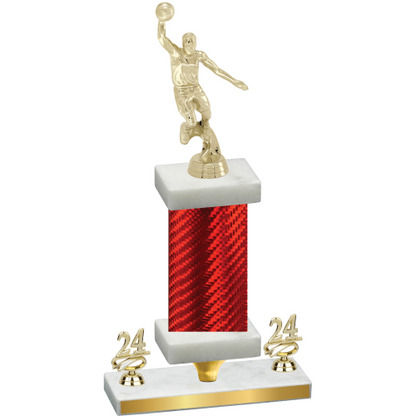 Premium Single Red Carbon Fiber Year Basketball Trophy