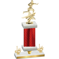 Premium Single Red Carbon Fiber First Place Flag Football Trophy