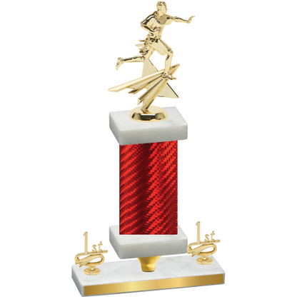 Premium Single Red Carbon Fiber First Place Flag Football Trophy